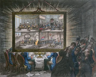 Exhibition of a Democratic-Transparency, with its Effect upon Patriotic Feelings, published by Hannah Humphrey in 1799